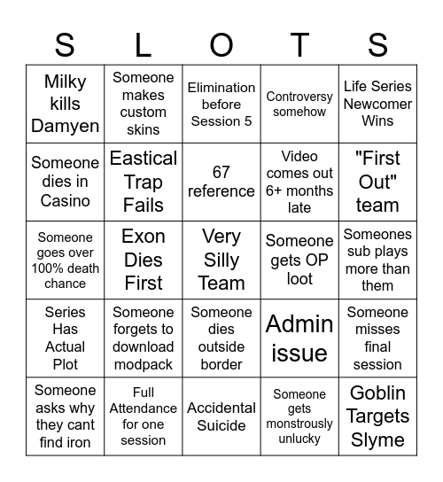 Gamblers Fallacy Bingo Card