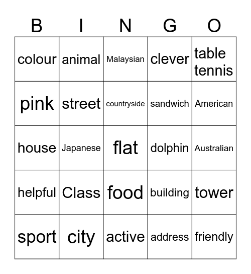 Unit 1 - 3 Bingo Card