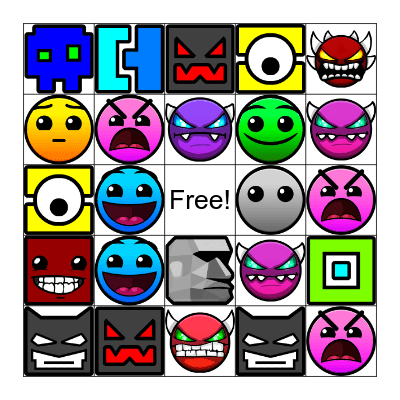 Geometry Dash Icon Bingo Card