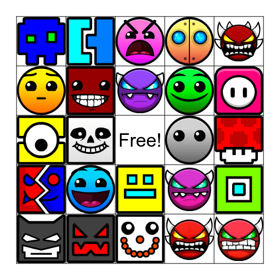 Geometry Dash Icon Bingo Card
