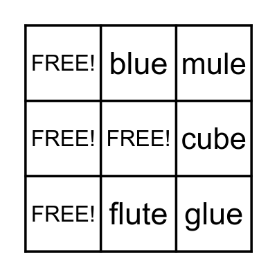 Long U BINGO Card