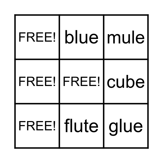 Long U BINGO Card