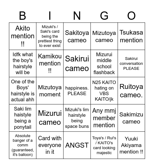 Wl3 part 4 Predicts Bingo Card
