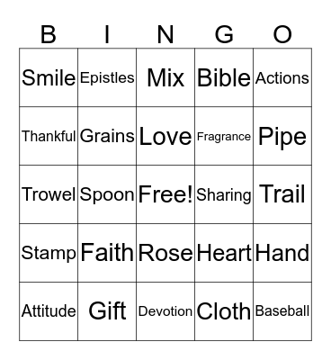 Encouragement Bingo Card