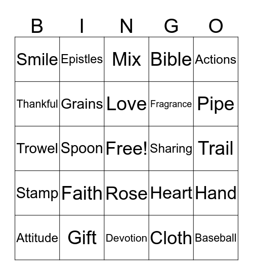 Encouragement Bingo Card