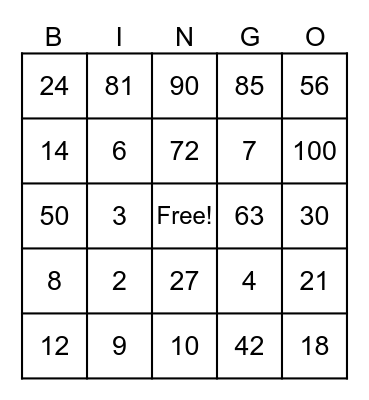 Untitled Bingo Card