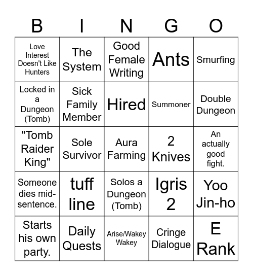 Tomb Raider Mid Bingo Card