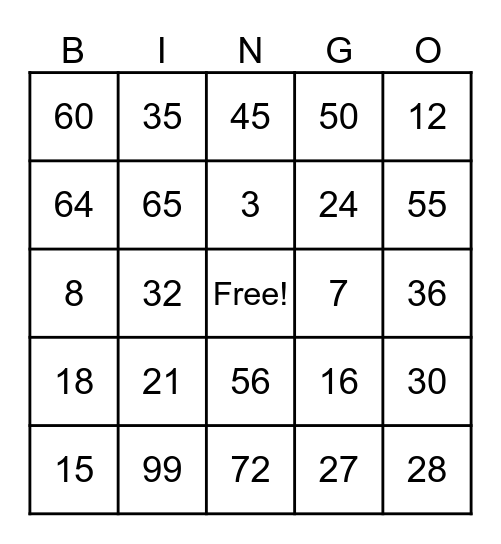 Untitled Bingo Card