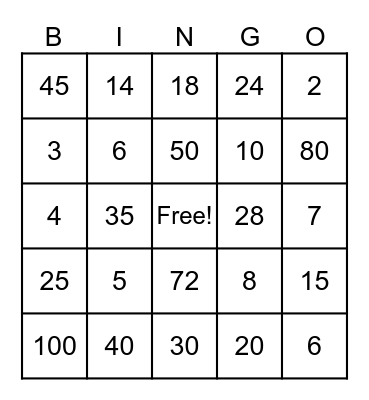 Untitled Bingo Card