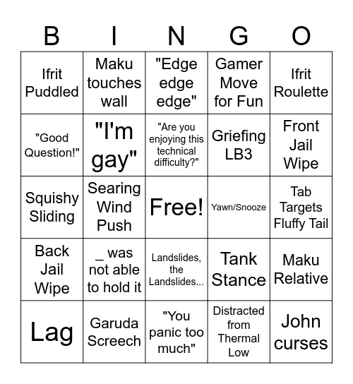 UWU Bingo Card