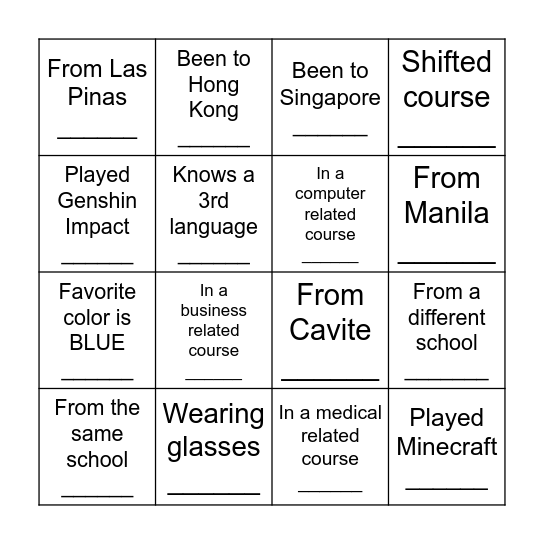 Krys' Konnections Bingo Card