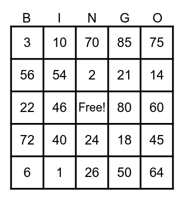 Untitled Bingo Card