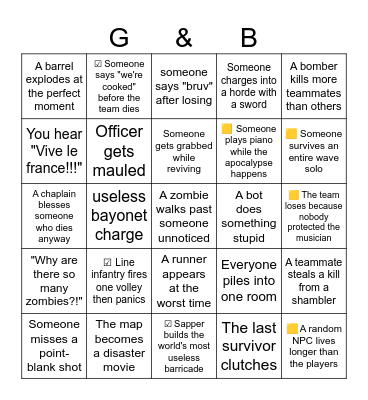 guts & blackpowder bingo Card