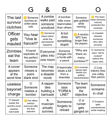 guts & blackpowder bingo Card