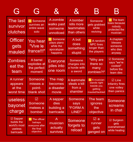 guts & blackpowder Bingo Card