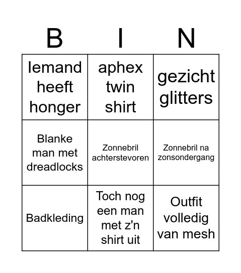 Stone Festival 2025 Bingo Card