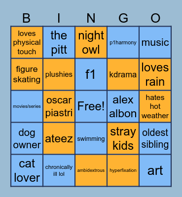 Mio's Bingo Card