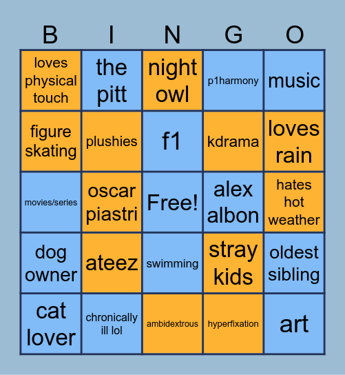Mio's Bingo Card