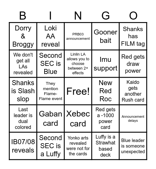 Japan Expo Stream - OP17 announcement Bingo Card