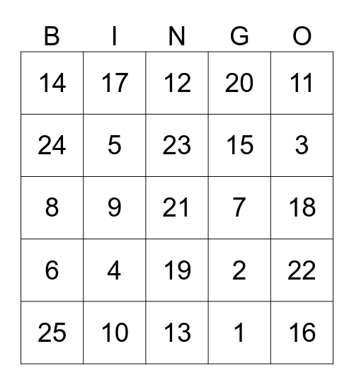 Untitled Bingo Card