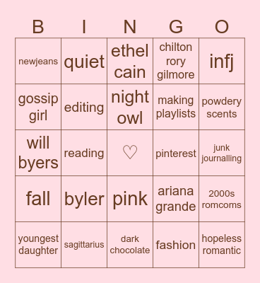 rora's bingo_ ◌✿ Bingo Card
