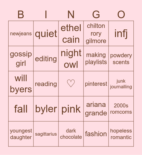 rora's bingo_ ◌✿ Bingo Card