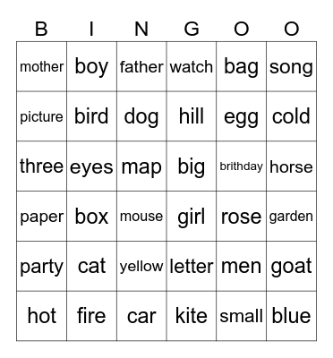 Summer Game Bingo Card