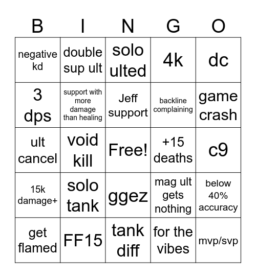 Josh amazing gayplay Bingo Card