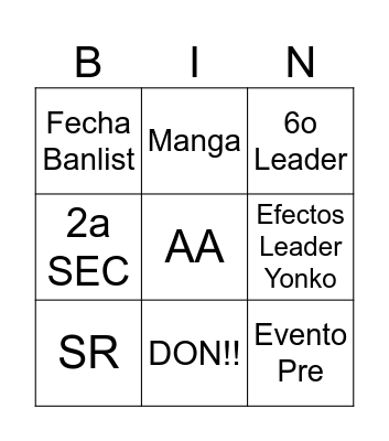 STREAM TCG Bingo Card