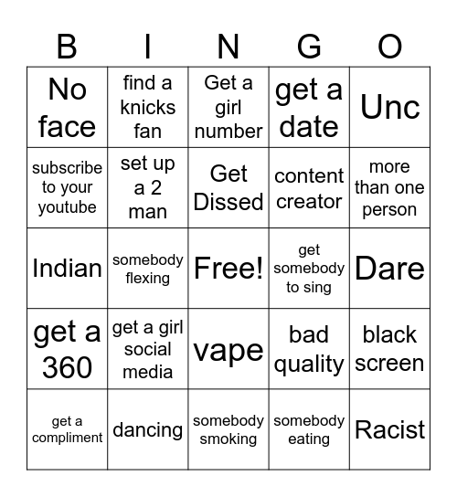 umingle Bingo Card
