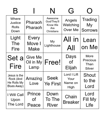 Camp Songs Bingo Card
