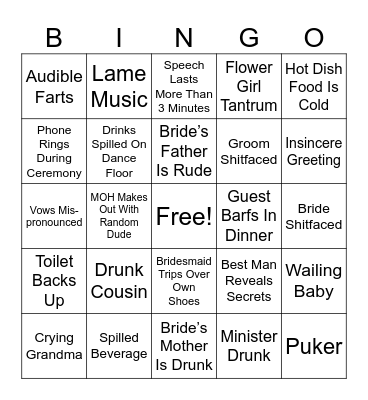 Wedding Bingo Card