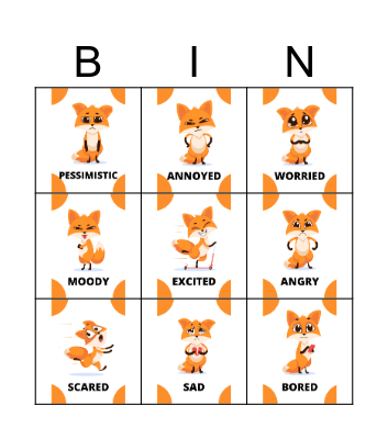 FEELINGS AND EMOTIONS Bingo Card
