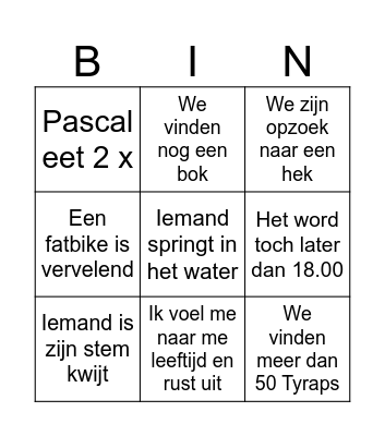 Big rivers afbouw Bingo Card