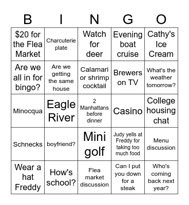 St Germain Bingo Card