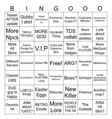 DOD BINGO Card