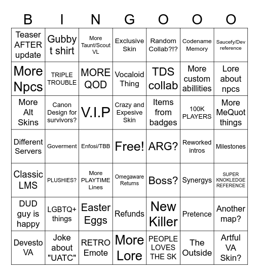 DOD BINGO Card
