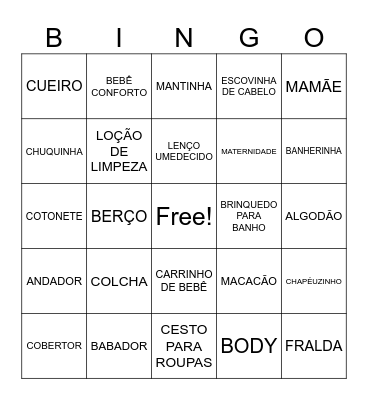CHÁ DE BEBÊ Bingo Card
