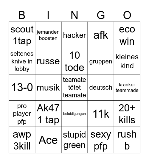 cs2 Bingo Card
