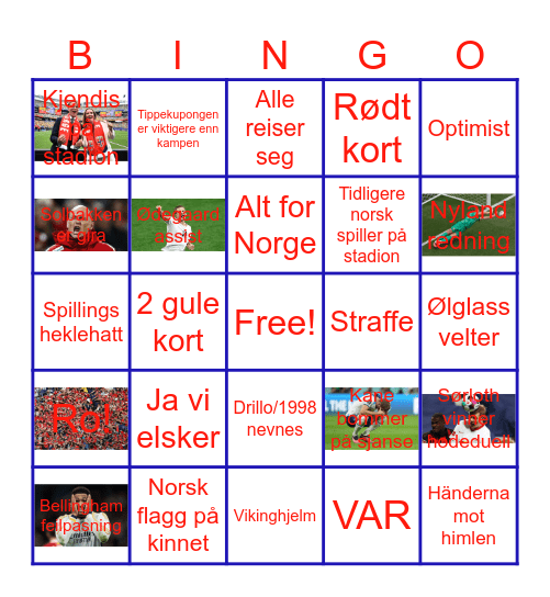 Norge VM Bingo Card