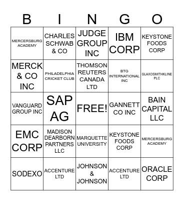 PHLWE TOP 30 ACCOUNTS Bingo Card