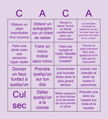 EVJF COUCOU LORIANE Bingo Card