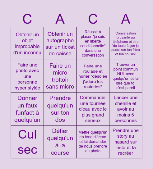 EVJF COUCOU LORIANE Bingo Card