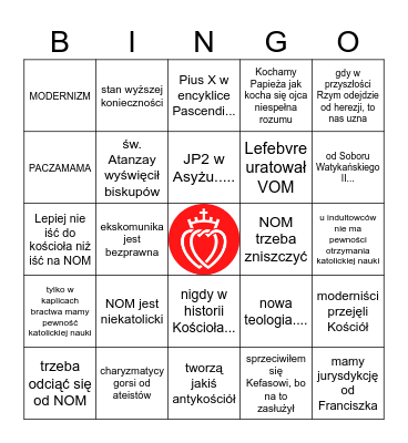 Lefebryści bingo Card