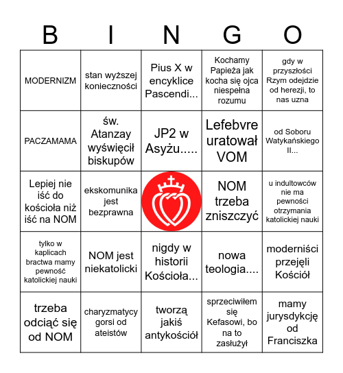 Lefebryści bingo Card