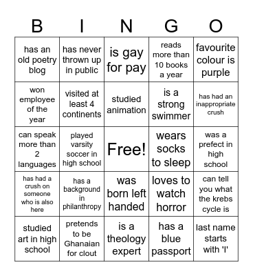Sunset Olympics Bingo Card