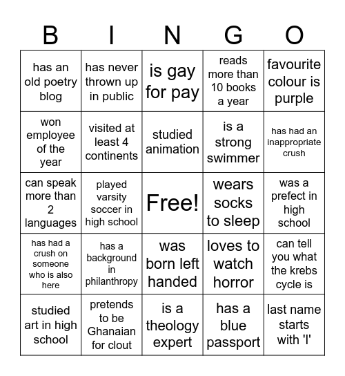 Sunset Olympics Bingo Card