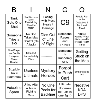 Overwatch Bingo Card
