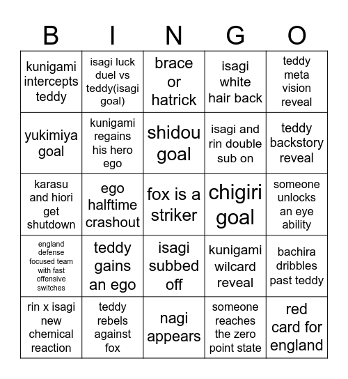 blue lock vs england Bingo Card