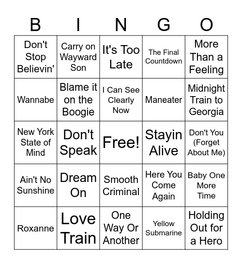 Music BINGO (Version 3) Bingo Card